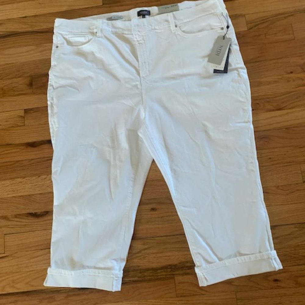 NYDJ White Cropped Roll-Cuff Ankle Jeans